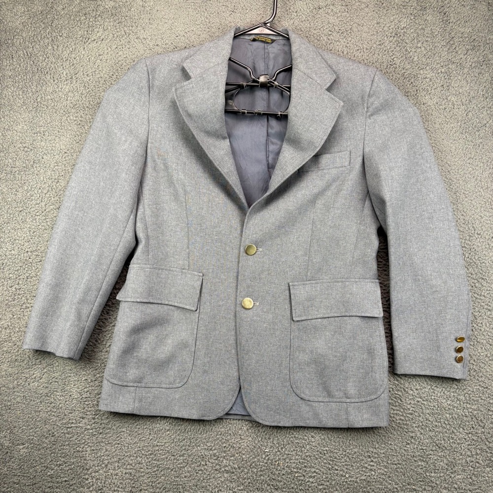 Levis Panatela Vintage 70s Gray Sport Coat Blazer Mens 42R Gold Tone Buttons